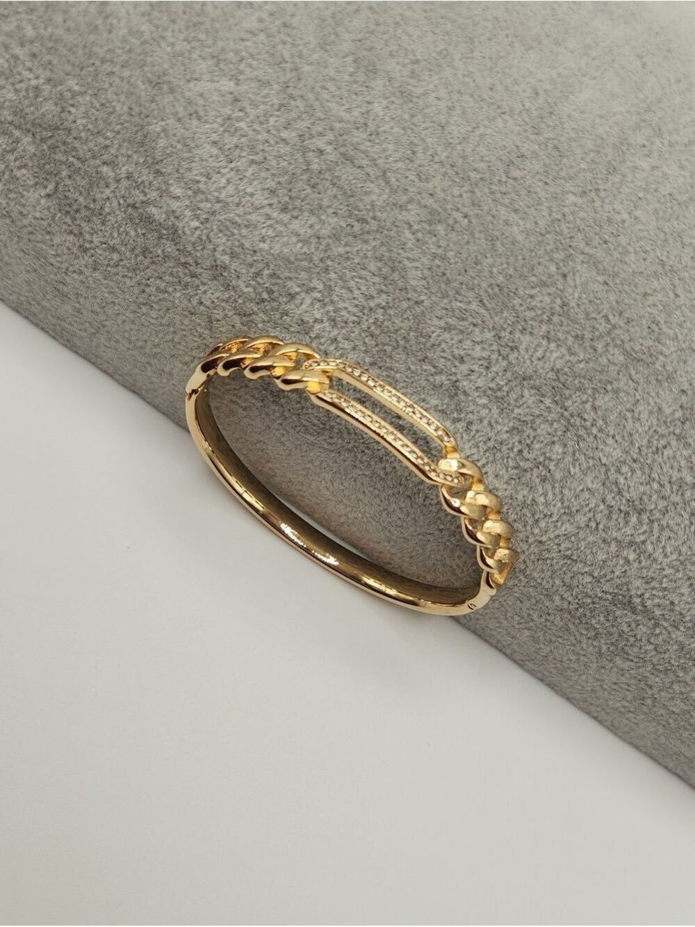 18k Gold Plated Stainless Steel Zircon Chain Bangle Bracelet Minimalist Jewelry